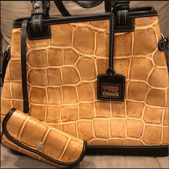 Dooney & Bourke Leather Croco Embossed Satchel - Picture 6 of 7